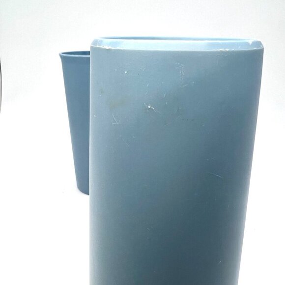 Vintage Tupperware Tumblers Dusty Slate Blue Set of 2 Plastic Cups Made in USA - Picture 7 of 8